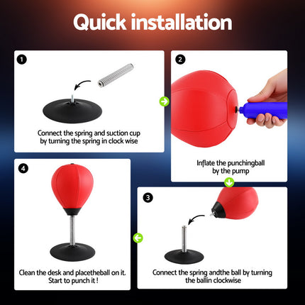 Everfit Desktop Punching Boxing Bag Stand Set with Pump Swivel Speed Balls.