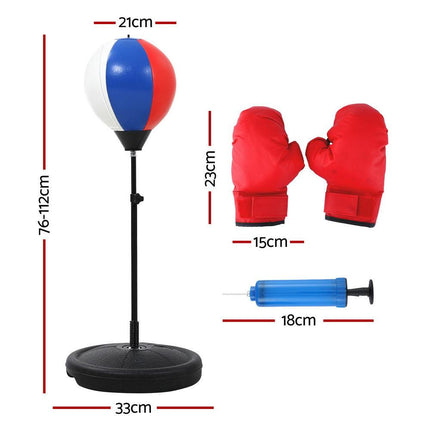 Everfit Kids Punching Bag Stand Set Adjustable 76-112cm with Gloves & Pump.