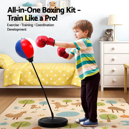 Everfit Kids Punching Bag Stand Set Adjustable 76-112cm with Gloves & Pump.