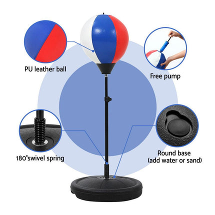 Everfit Kids Punching Bag Stand Set Adjustable 76-112cm with Gloves & Pump.