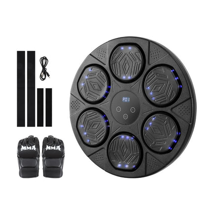 Everfit Music Boxing Machine Bluetooth Wall-Mounted Punch Target with LED Display & Gloves.