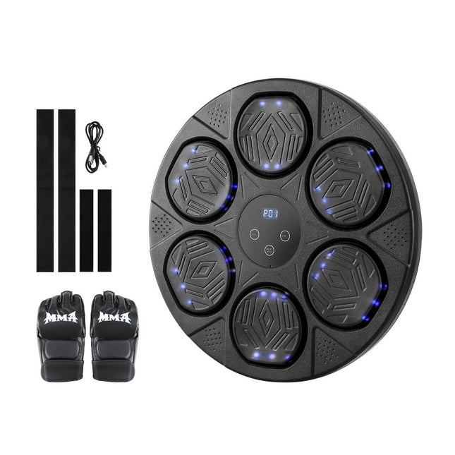 Everfit Music Boxing Machine Bluetooth Wall-Mounted Punch Target with LED Display & Gloves.