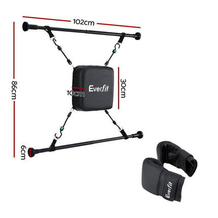 Everfit Doorway Punching Bag Adjustable Apartment Friendly with Boxing Gloves Black.