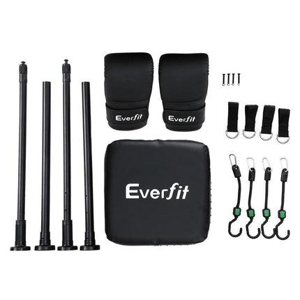Everfit Doorway Punching Bag Adjustable Apartment Friendly with Boxing Gloves Black.