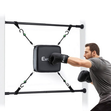 Everfit Doorway Punching Bag Adjustable Apartment Friendly with Boxing Gloves Black.