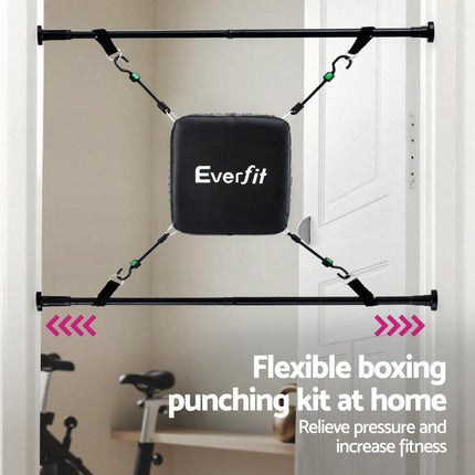 Everfit Doorway Punching Bag Adjustable Apartment Friendly with Boxing Gloves Black.