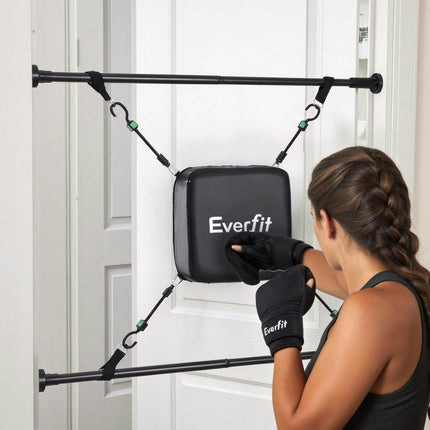 Everfit Doorway Punching Bag Adjustable Apartment Friendly with Boxing Gloves Black.