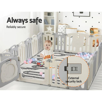 Keezi Baby Playpen 20 Panels Foldable Toddler Fence Safety Play Activity Centre.