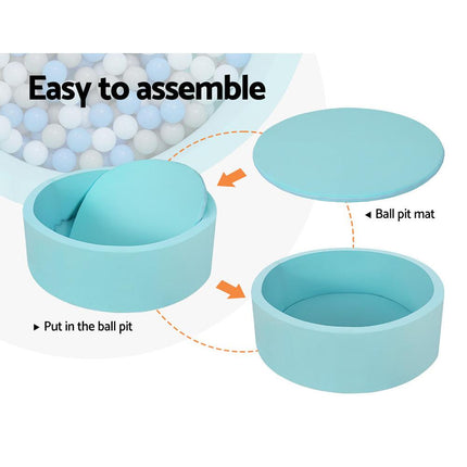 Keezi Kids Ball Pit 90x30cm Ocean Foam Play Pool Barrier Toys Children Blue.