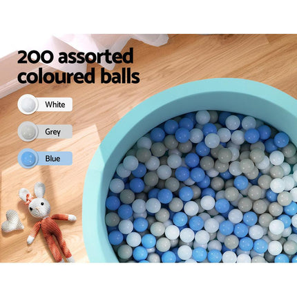 Keezi Kids Ball Pit 90x30cm Ocean Foam Play Pool Barrier Toys Children Blue.
