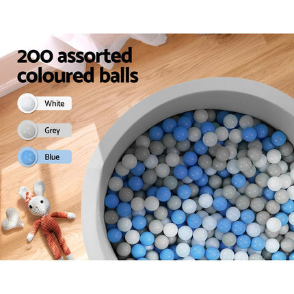 Keezi Kids Ball Pit 90x30cm Ocean Foam Play Pool Barrier Toys Children Grey.