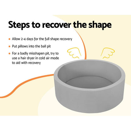 Keezi Kids Ball Pit 90x30cm Ocean Foam Play Pool Barrier Toys Children Grey.