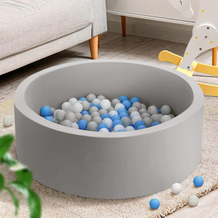 Keezi Kids Ball Pit 90x30cm Ocean Foam Play Pool Barrier Toys Children Grey.