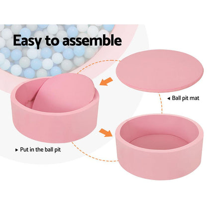 Keezi Kids Ball Pit 90x30cm Ocean Foam Play Pool Barrier Toys Children Pink.