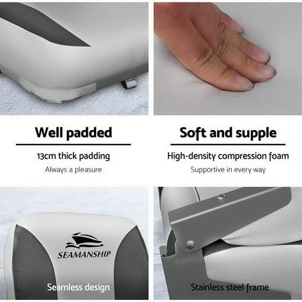 Seamanship 2X Folding Boat Seats Marine Swivel Low Back 13cm Padding Charcoal.