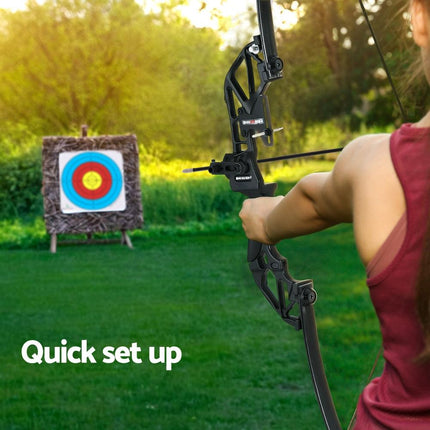 Everfit 55lbs Bow Arrow Set Recurve Takedown Archery Hunting for Beginner Green.