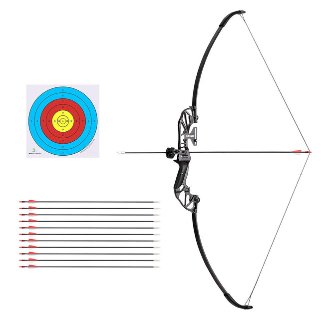 Everfit 55lbs Bow Arrow Set Recurve Takedown Archery Hunting for Beginner Red.