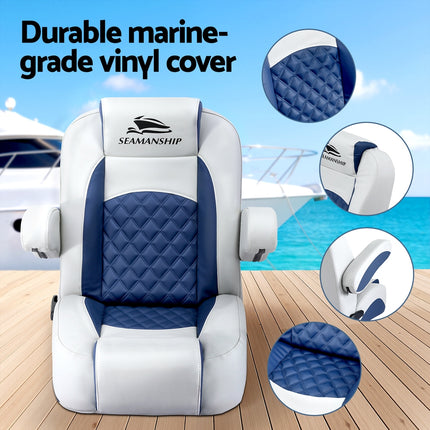 Seamanship Reclining Captain Boat Seat 90°-155° Recline, 19cm Thick Cushion.