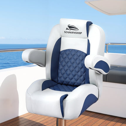 Seamanship Reclining Captain Boat Seat 90°-155° Recline, 19cm Thick Cushion.