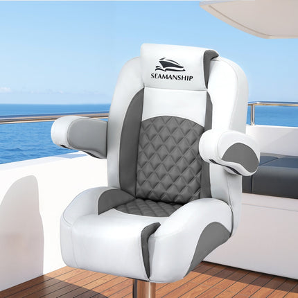 Seamanship Reclining Captain Boat Seat 90°-155° Recline, 19cm Thick Cushion.