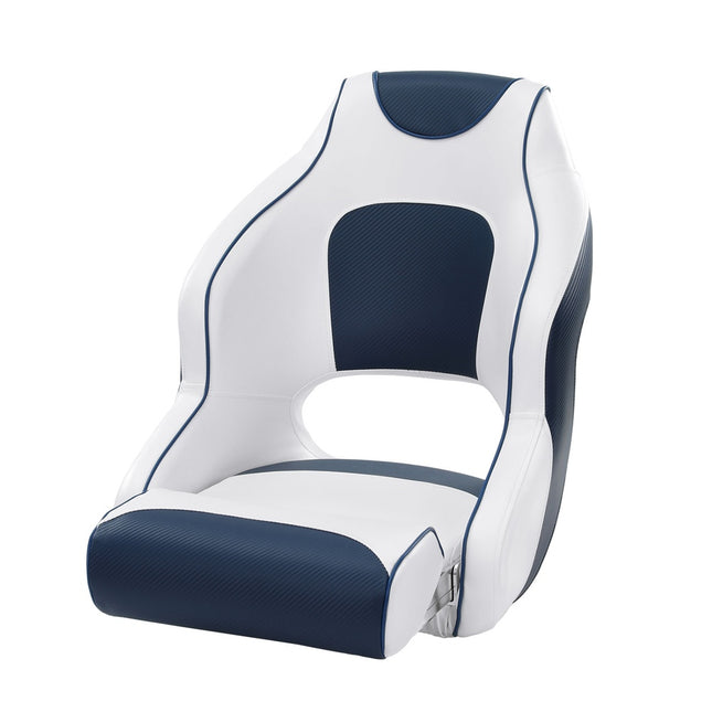 Seamanship Captain Bucket Boat Seats Flip Up Bolster Swivel 15cm Padding Blue.