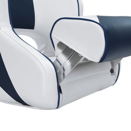 Seamanship Captain Bucket Boat Seats Flip Up Bolster Swivel 15cm Padding Blue.