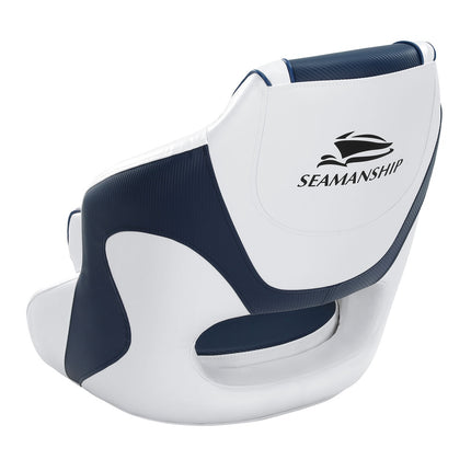 Seamanship Captain Bucket Boat Seats Flip Up Bolster Swivel 15cm Padding Blue.