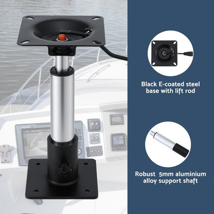 Seamanship Boat Seat Pedestal 34 - 46cm Adjustable Gas Lift 360 Degrees Swivel.
