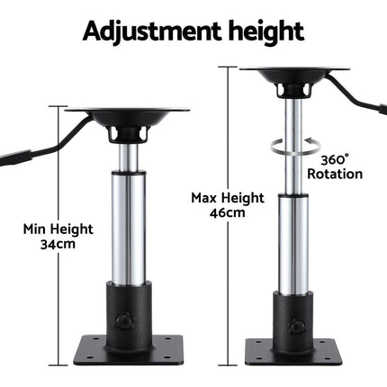 Seamanship Boat Seat Pedestal 34 - 46cm Adjustable Gas Lift 360 Degrees Swivel.