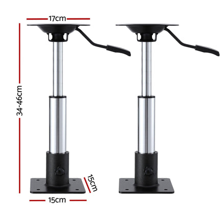 Seamanship Boat Seat Pedestal 34–46cm Adjustable Gas Lift 360 Degrees Swivel 2 Pack.