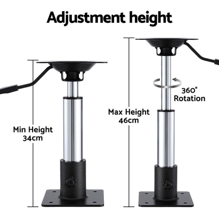 Seamanship Boat Seat Pedestal 34–46cm Adjustable Gas Lift 360 Degrees Swivel 2 Pack.
