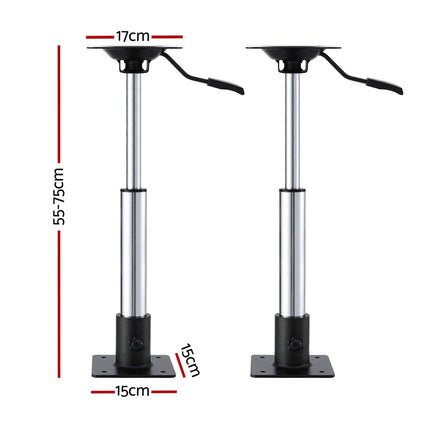 Seamanship Boat Seat Pedestal 55–75cm Adjustable Gas Lift 360 Degrees Swivel 2 Pack.