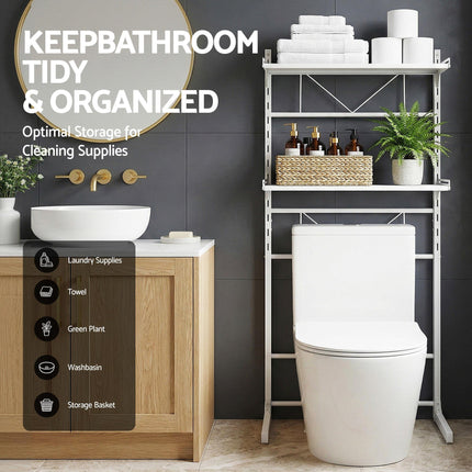 Artiss Over Toilet Bathroom Storage Shelf Rack Over Toilet 2 Tier.