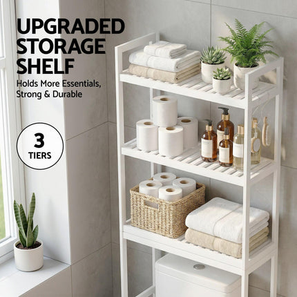 Artiss Over Toilet Storage Bathroom Rack Space Saving 3 Tier Organiser White.
