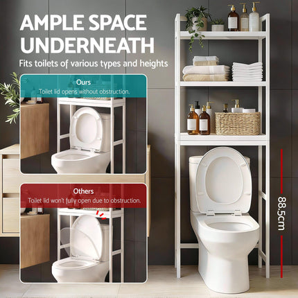 Artiss Over Toilet Storage Bathroom Rack Space Saving 3 Tier Organiser White.