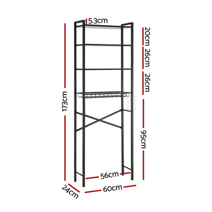 Artiss Over Toilet Bathroom Storage Rack Space Saving 4 Tier Organiser White.
