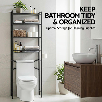 Artiss Over Toilet Bathroom Storage Rack Space Saving 4 Tier Organiser White.
