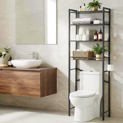 Artiss Over Toilet Bathroom Storage Rack Space Saving 4 Tier Organiser White.