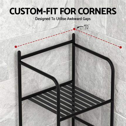 Artiss 5 Tier Floor Standing Corner Shower Caddy Bathroom Organizer Black.