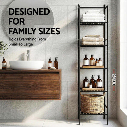 Artiss 5 Tier Floor Standing Corner Shower Caddy Bathroom Organizer Black.