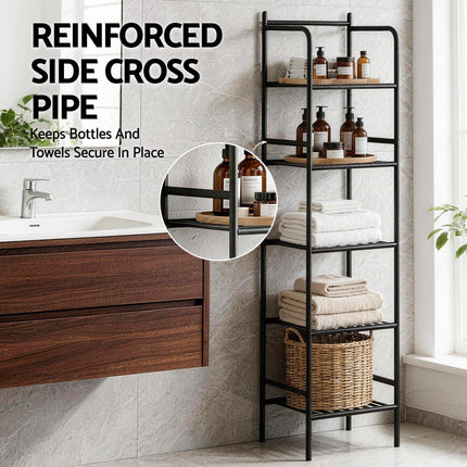 Artiss 5 Tier Floor Standing Corner Shower Caddy Bathroom Organizer Black.