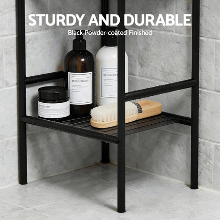 Artiss 5 Tier Floor Standing Corner Shower Caddy Bathroom Organizer Black.