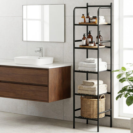 Artiss 5 Tier Floor Standing Corner Shower Caddy Bathroom Organizer Black.