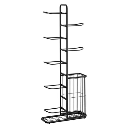 Everfit Ball Storage Rack Sports Equipment Organizer 7-Tier with Basket for Garage Gym Black.