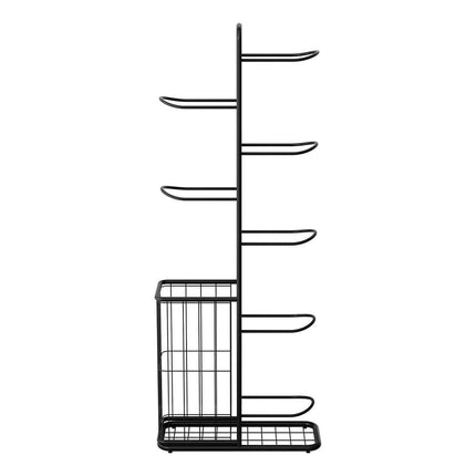 Everfit Ball Storage Rack Sports Equipment Organizer 7-Tier with Basket for Garage Gym Black.