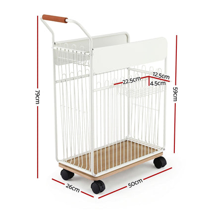 Everfit Yoga Mat Storage Rack Mobile Holder with Wheels Basket Home Gym Storage Organizer White.