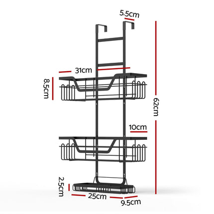 Artiss 3 Tier Over The Door Shower Caddy Hanging Bathroom Storage Organizer.