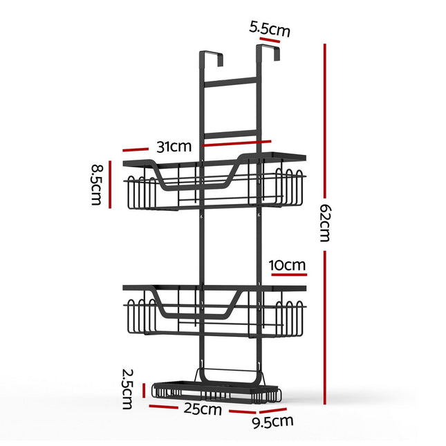 Artiss 3 Tier Over The Door Shower Caddy Hanging Bathroom Storage Organizer.