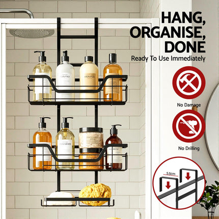 Artiss 3 Tier Over The Door Shower Caddy Hanging Bathroom Storage Organizer.