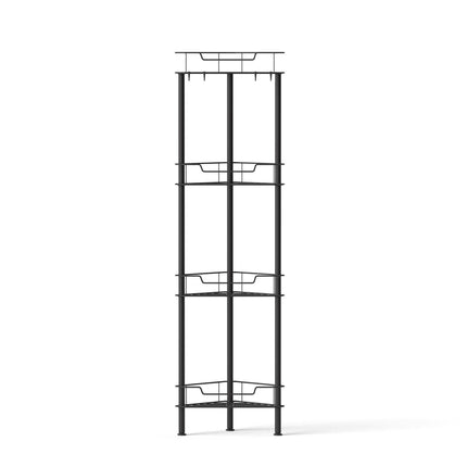 Artiss 4 Tier Floor Standing Corner Shower Caddy Bathroom Organizer Black.